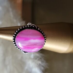 🎁 Dyed Pink Agate Ring Size 8 NEW